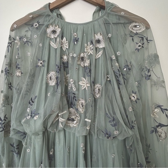 ASOS EDITION Petite Floral Beaded Mesh Dress Size: 4 - Picture 6 of 17